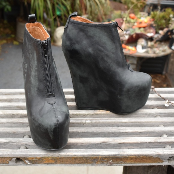 JEFFREY CAMPBELL Shoes - JEFFREY CAMPBELL WEDGE BOOTIES 99 TWO BLACK